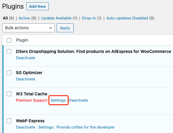 Why I can't push my product from DSers to WooCommerce - setting of W3 total cache - Woo DSers