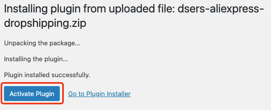 Manually install DSers on WordPress - activate plugin - Woo DSers