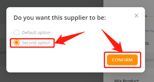 Add a substitute supplier - Select second option and click confirm - Wix DSers