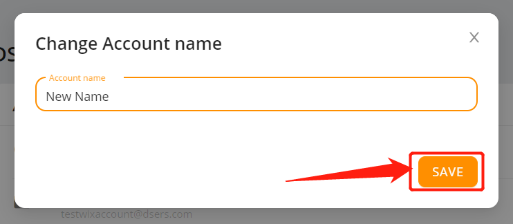 Change account name - enter a new account name - Wix DSers
