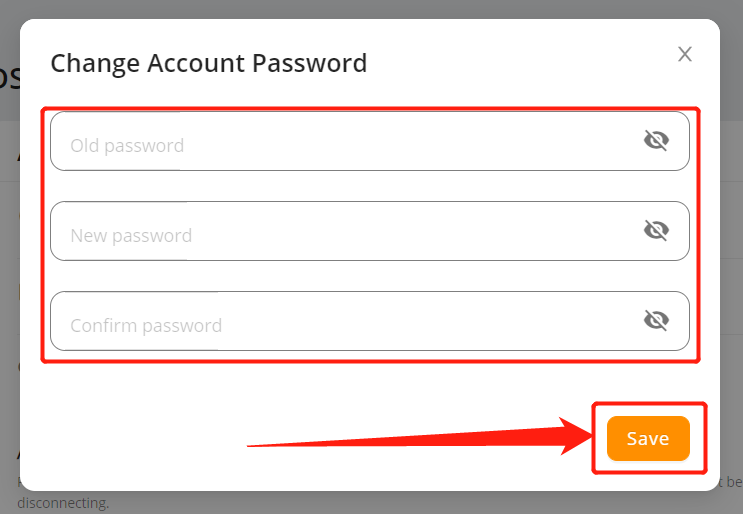 Change password - Save the password part - Wix DSers