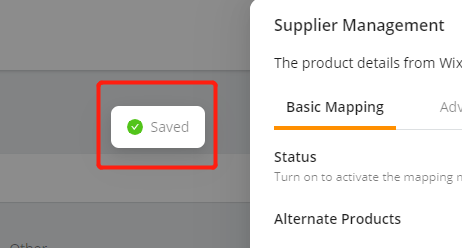 DSers - Mapping - Saved successfully - Wix DSers