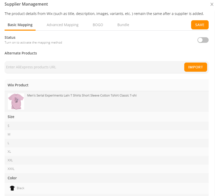 Supplier management tab