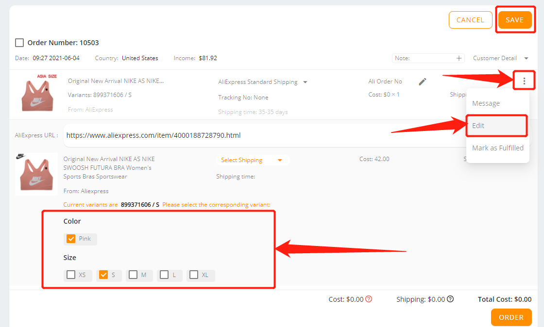 Order failure reasons - The supplier changed some SKU info - Wix DSers