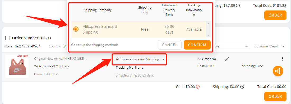 Order failure reasons - No shipping method selected - Wix DSers