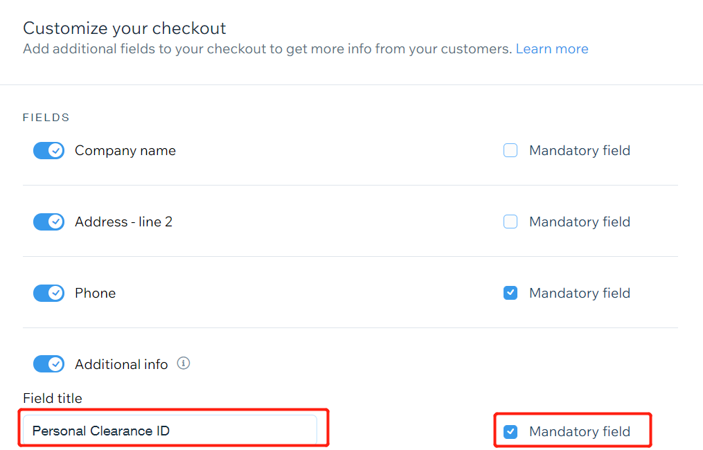 Orders to Korea specifications - Make your checkout mandatory - Wix DSers