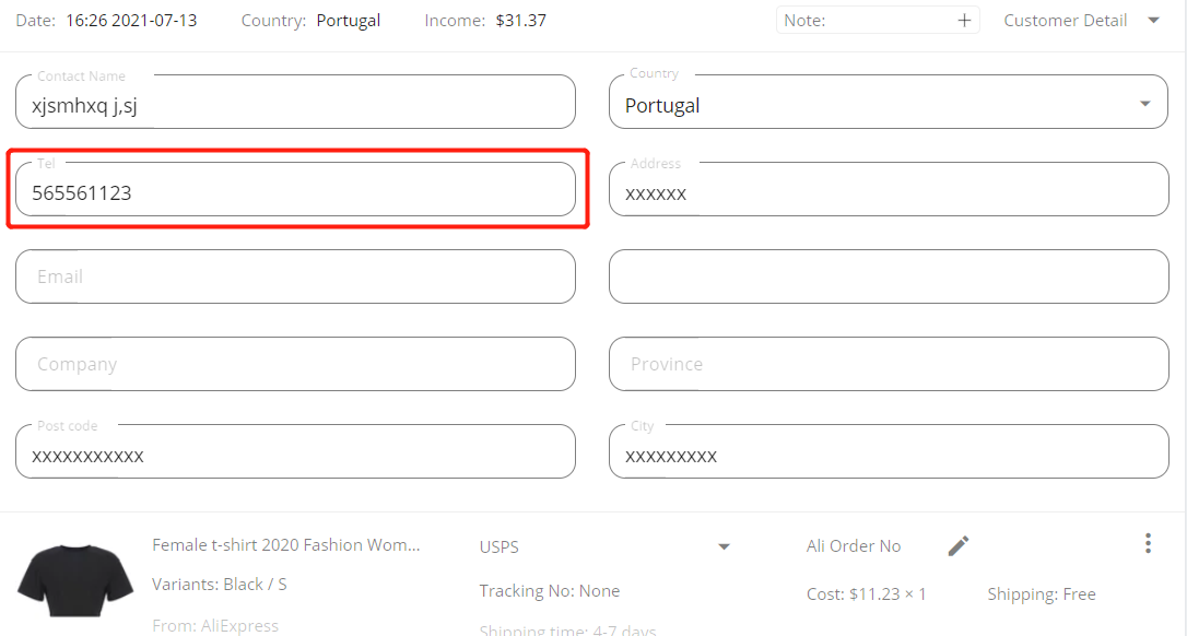Orders to Portugal specifications - enter phone number - Wix DSers