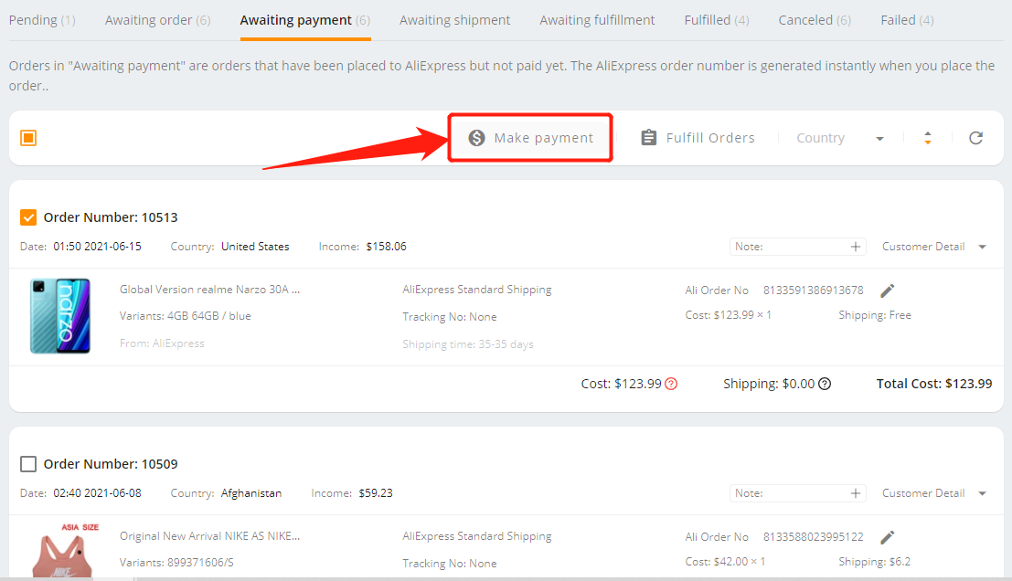 Pay an order on AliExpress - Make payment - Wix DSers