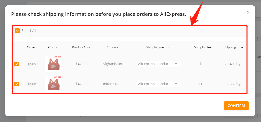 Placing orders to AliExpress in bulk - Review all your orders - Wix DSers