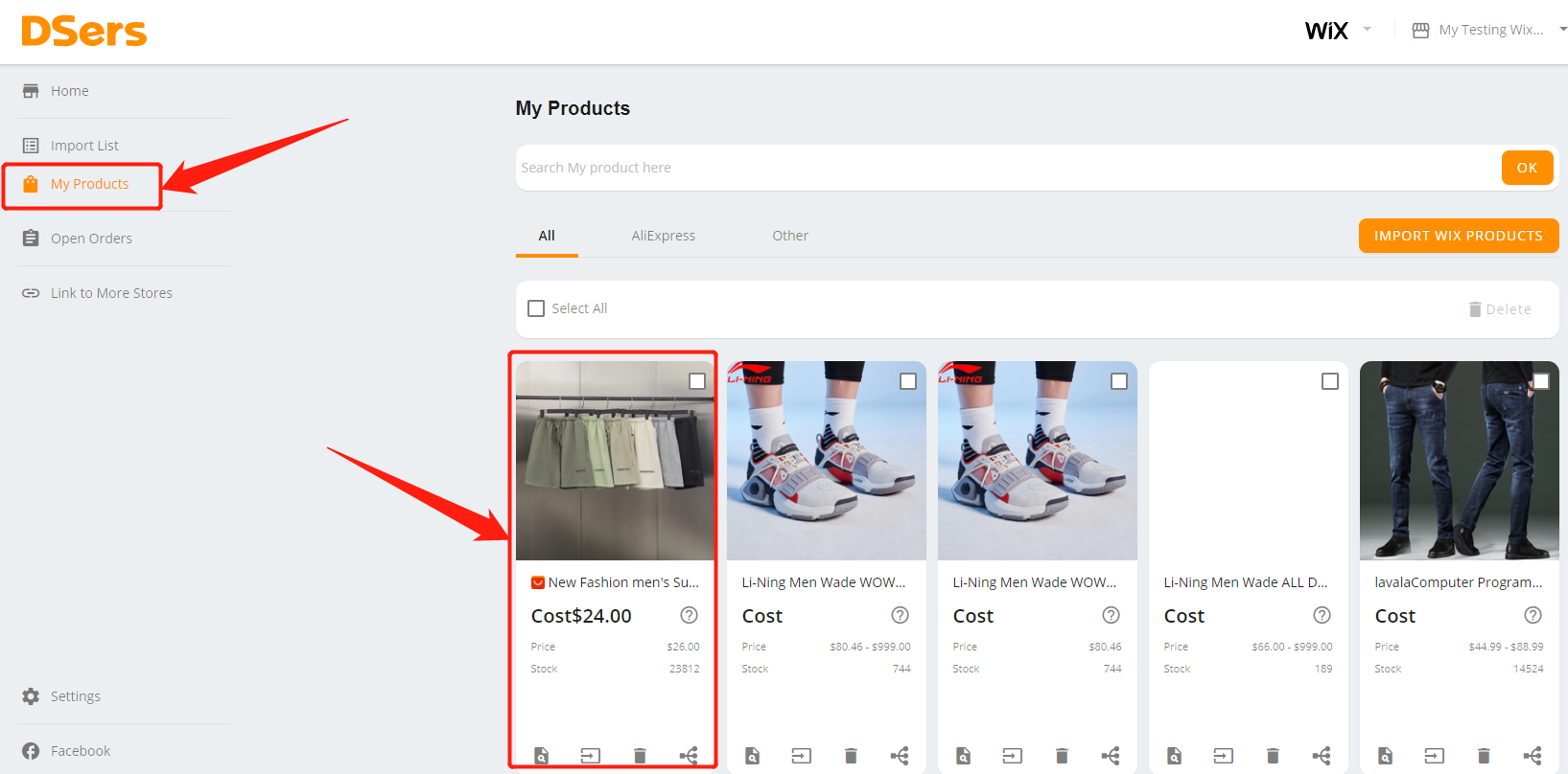 Push a product - DSers – My Products- Wix DSers