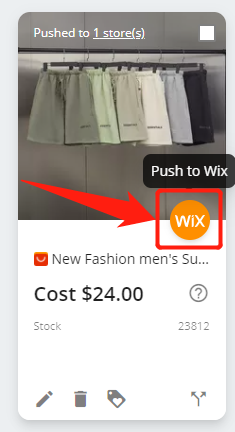 Push a product - Click the Push to Wix button - Wix DSers
