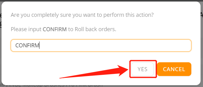 Roll back the order - Roll back confirm - Wix DSers