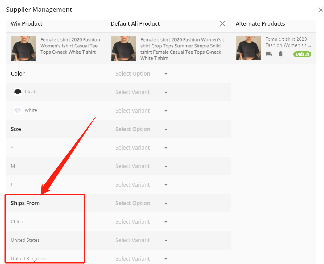 Edit a product on Wix - Ship From Option - Wix DSers