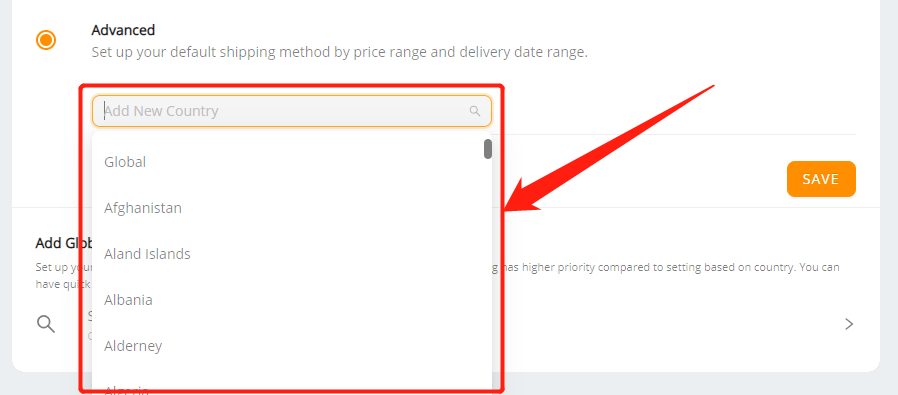 Set shipping method for all products - Select the country you want the settings applied to - Wix DSers