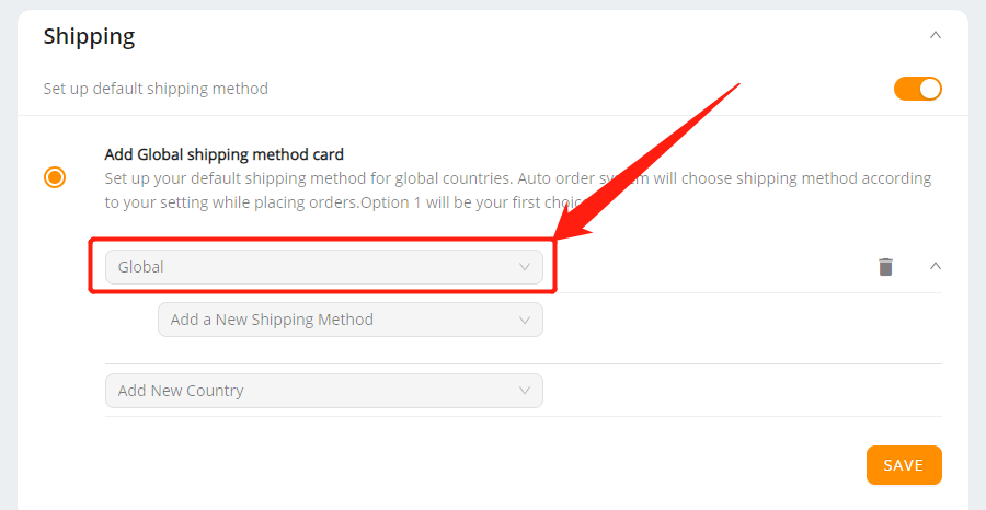 Set shipping method for all products - select Global to have the same default shipping method - Wix DSers