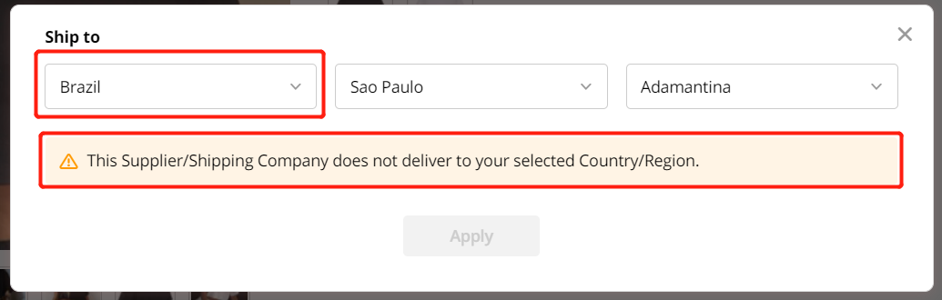 Why can’t I select a shipping method - select a region or country -  Wix DSers