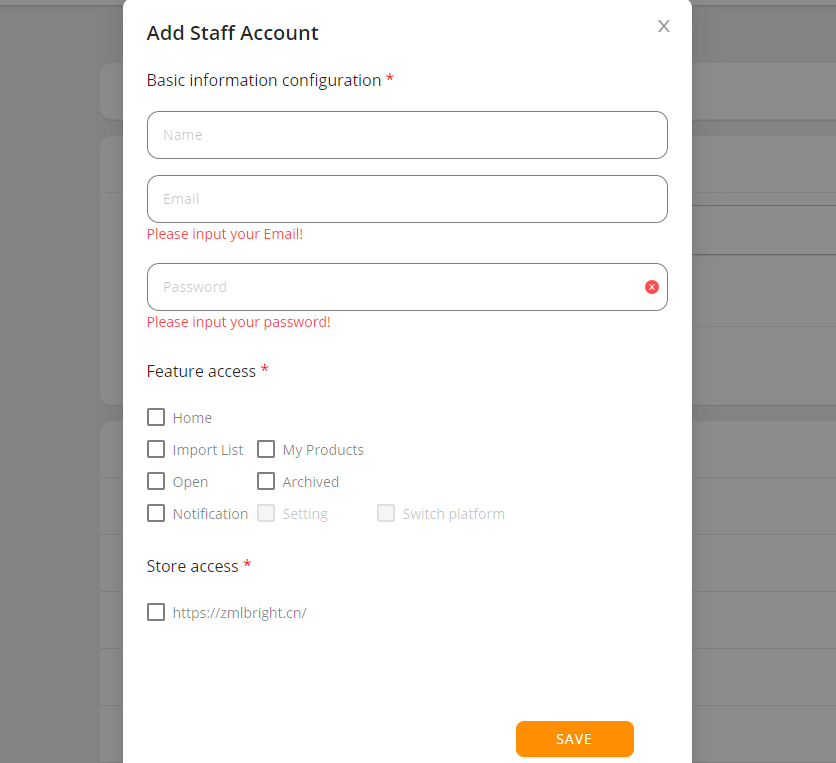 Add Staff Account to your Woo DSers - create staff account - Woo DSers