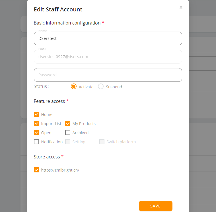 Add Staff Account to your Woo DSers - edit your staff account - Woo DSers