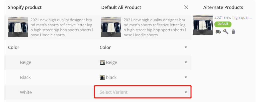 Add a variation to a product - newly added variant appears - Shopify DSers
