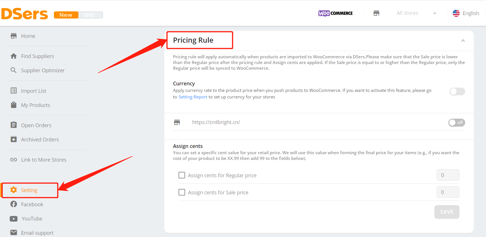 Pricing rules with Woo DSers - Access Pricing Rules - Woo DSers