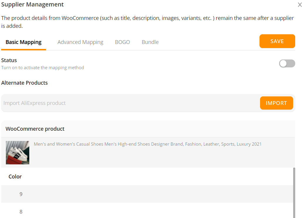 DSers My Products page - My Products Mapping - Woo DSers