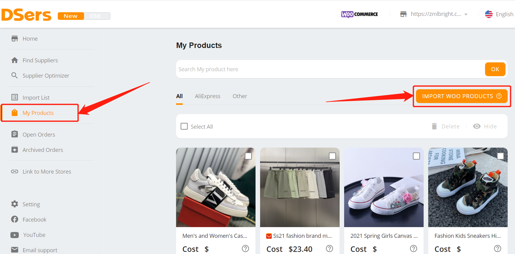 Import products from your WooCommerce store with Woo DSers - Import WooCommerce Products - Woo DSers