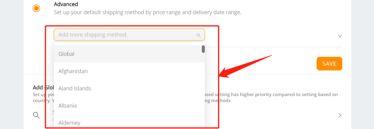 Set shipping method for all products with Woo DSers - Select country - Woo DSers