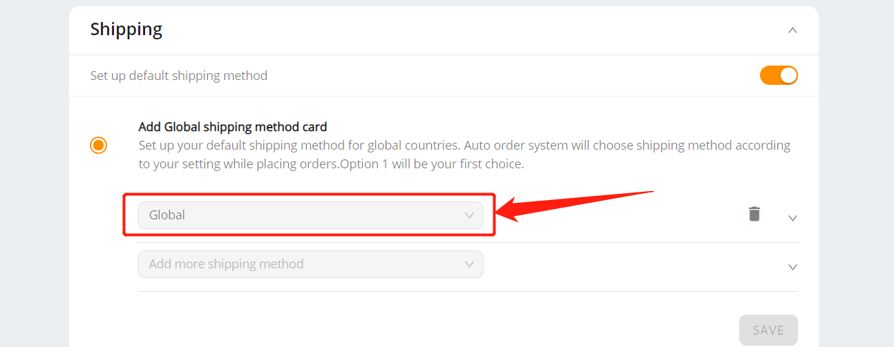 Set shipping method for all products with Woo DSers - Select global for the whole world - Woo DSers