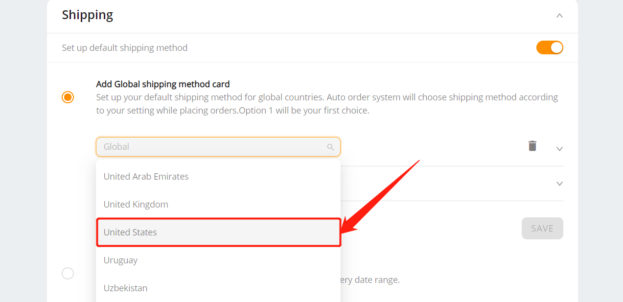 Set shipping method for all products with Woo DSers - Example United States - Woo DSers