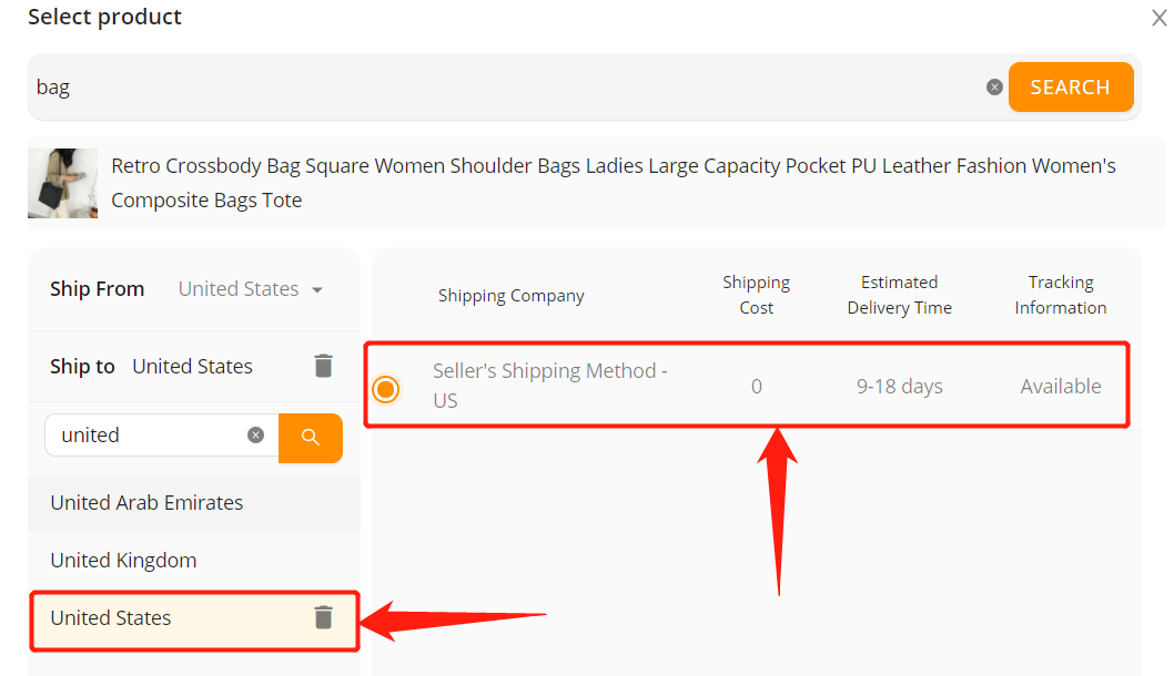Set shipping method for specific product with Woo DSers - Select shipping method - Woo DSers