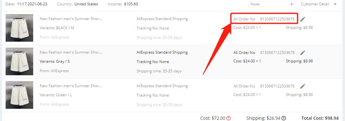 Shipping fees on DSers - Ali Order No. - Wix DSers