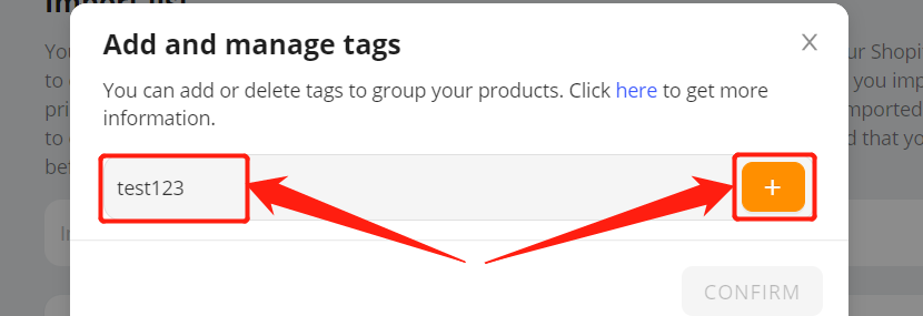 Tag products in Import List - Enter the name - Shopify DSers