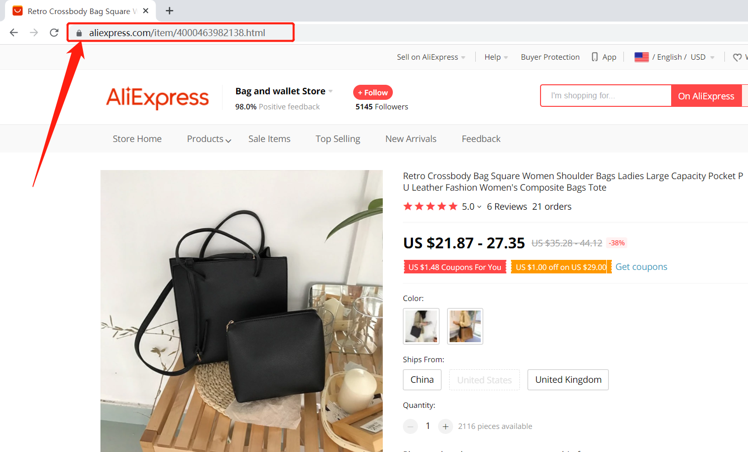 Add a substitute supplier to a WooCommerce product with Woo DSers - Copy AliExpress URL - Woo DSers