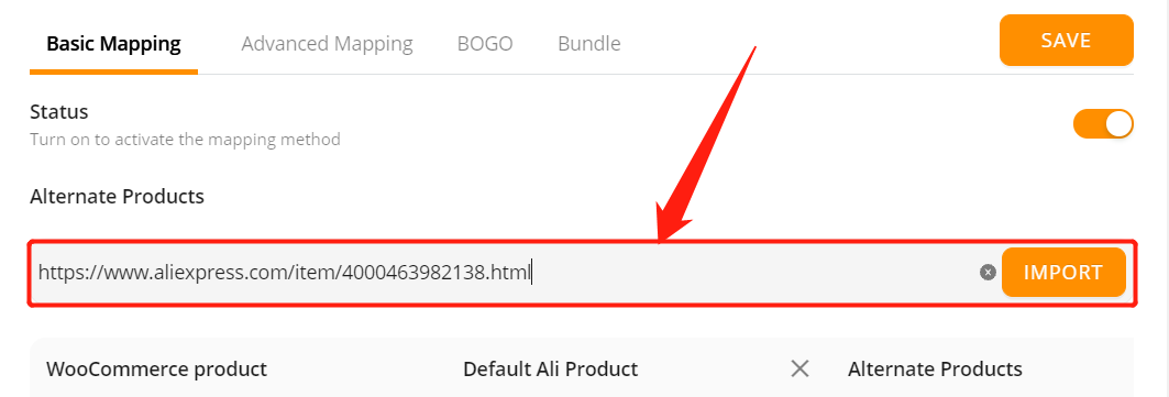 Add a substitute supplier to a WooCommerce product with Woo DSers - Paste URL - Woo DSers