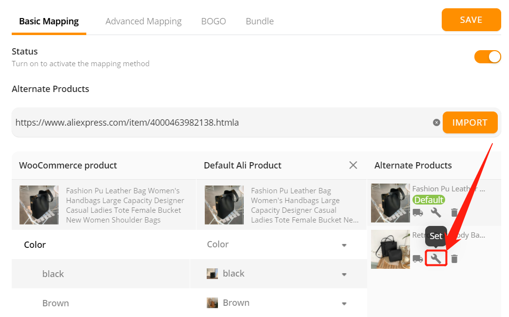Add a substitute supplier to a WooCommerce product with Woo DSers - Set New Product - Woo DSers
