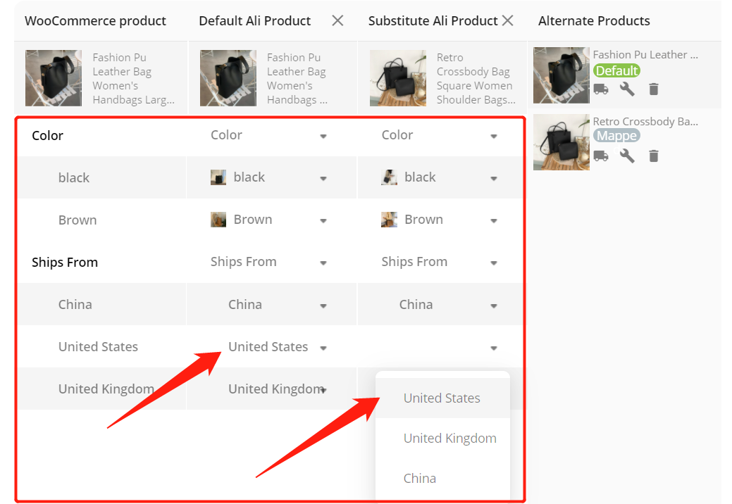 Add a substitute supplier to a WooCommerce product with Woo DSers - Map Variations - Woo DSers