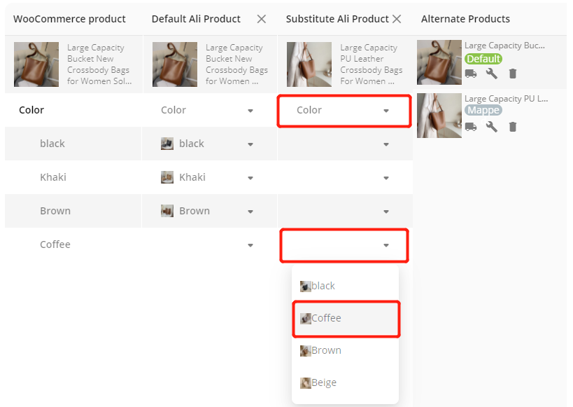Add a variation to a product - Map - Woo DSers
