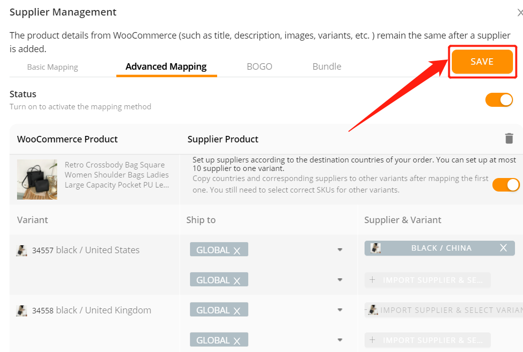 Advanced Mapping with Woo DSers - Save mapping - Woo DSers