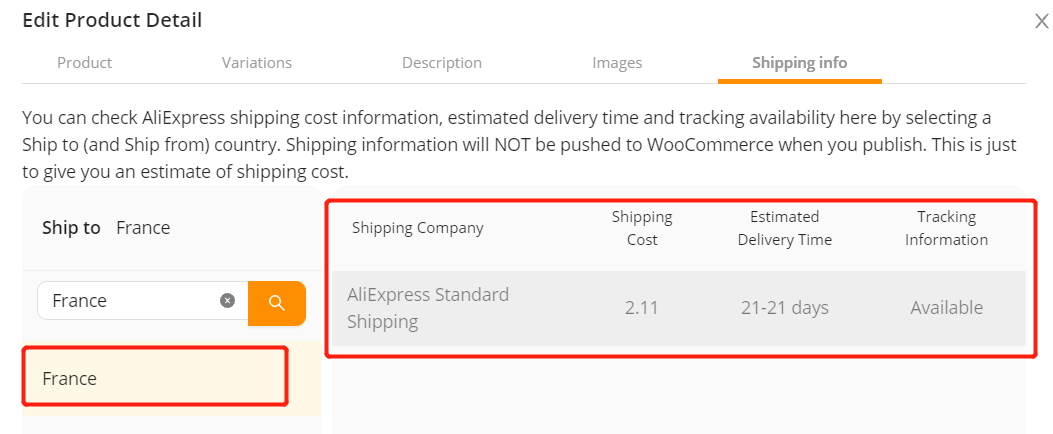 Check available shipping methods with Woo DSers - Shipping company - Woo DSers