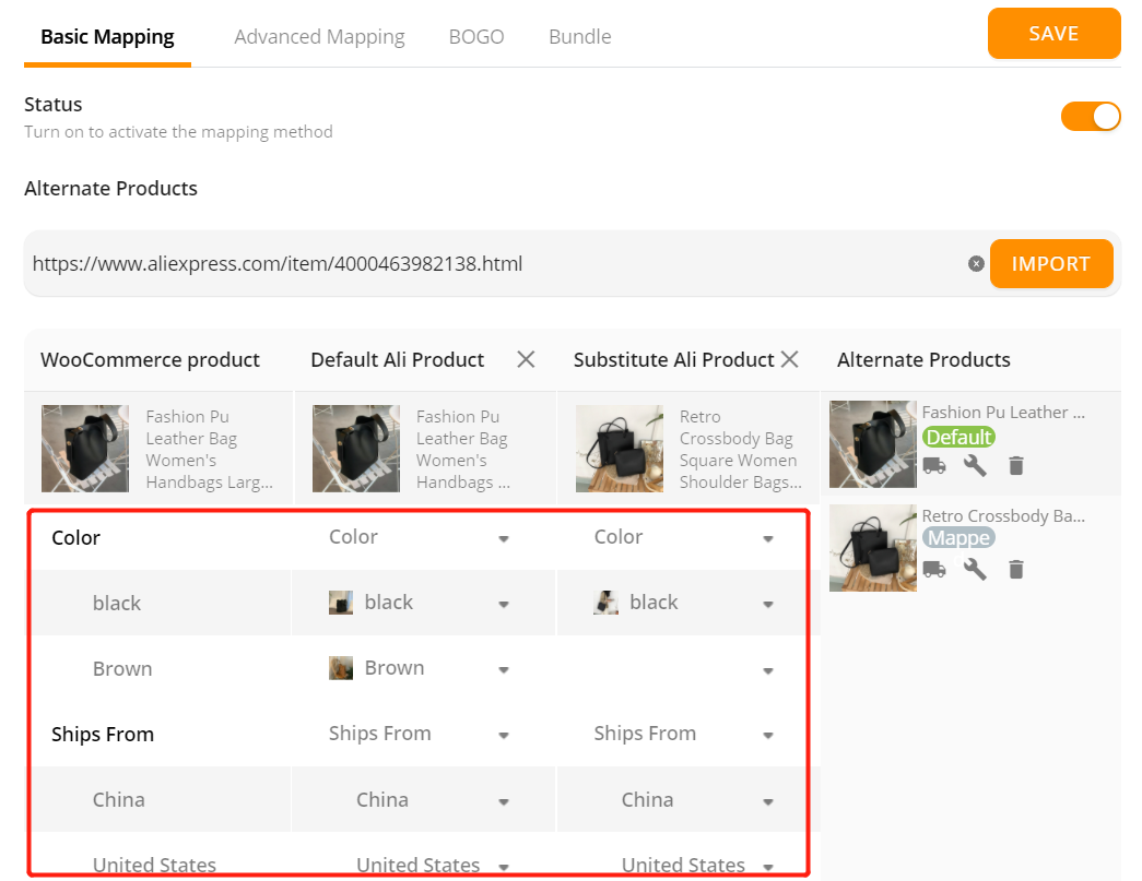 Connect multiple suppliers to one product - Mapping example - Woo DSers