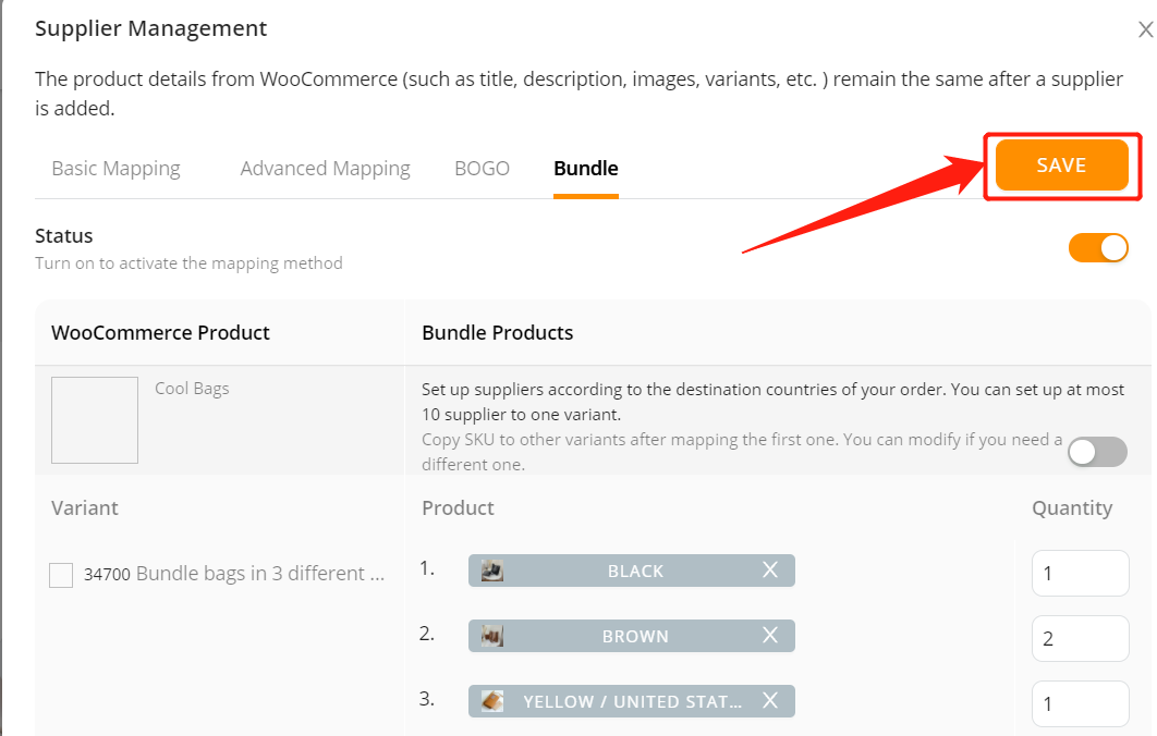 Create Bundles of products with Woo DSers - Save - Woo DSers