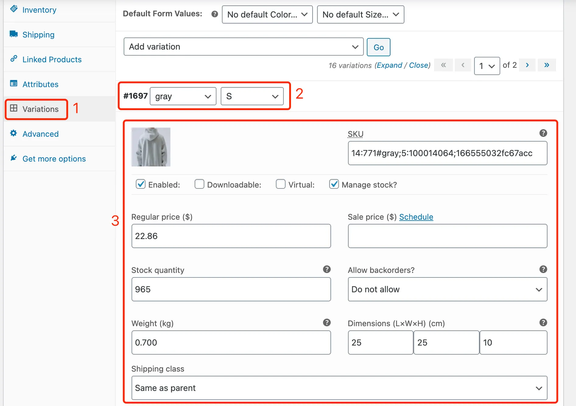 Edit a product on WooCommerce with Woo DSers - Edit variations - Woo DSers
