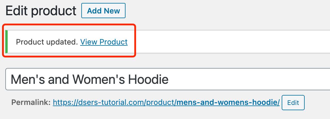 Edit a product on WooCommerce with Woo DSers - Product updated - Woo DSers