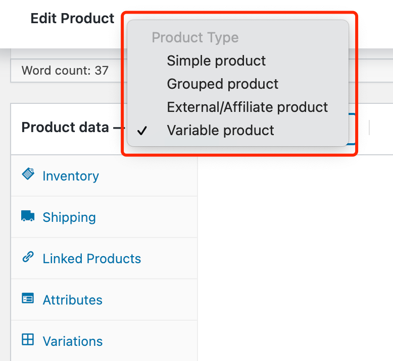 Edit a product on WooCommerce with Woo DSers - Product type - Woo DSers