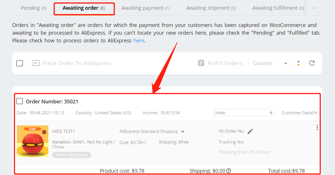 Fulfill orders manually on Woo DSers - Awaiting order - Woo DSers