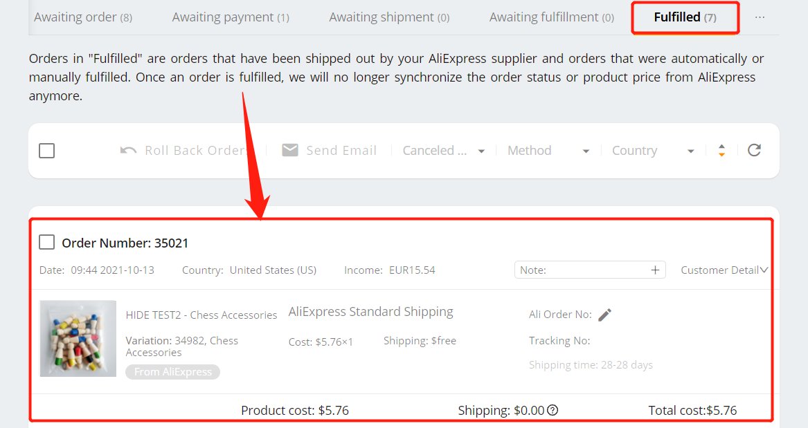 Fulfill orders manually on Woo DSers - order info - Woo DSers