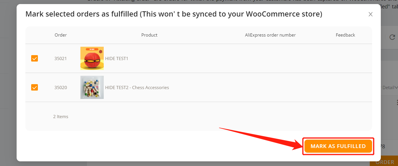 Fulfill orders manually on Woo DSers - mark as fulfilled - Woo DSers