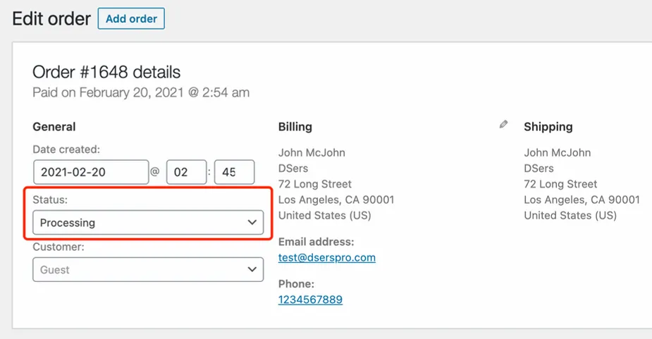 Fulfill orders manually on WooCommerce with Woo DSers - Click Status - Woo DSers