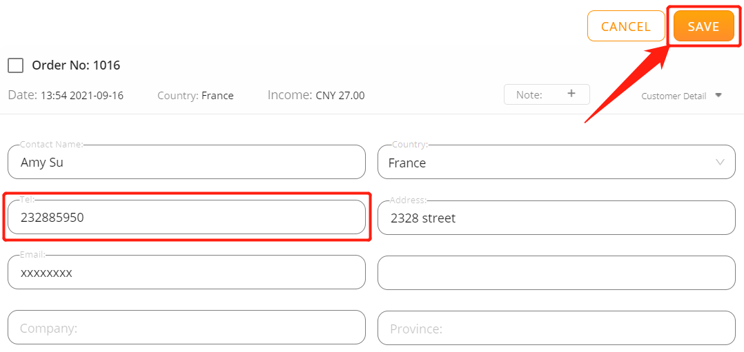 Orders to France specifications - enter phone number - Woo DSers