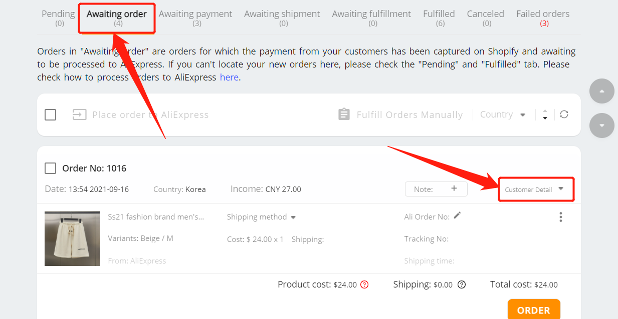 Orders to Korea specifications - Customer detail - Woo DSers